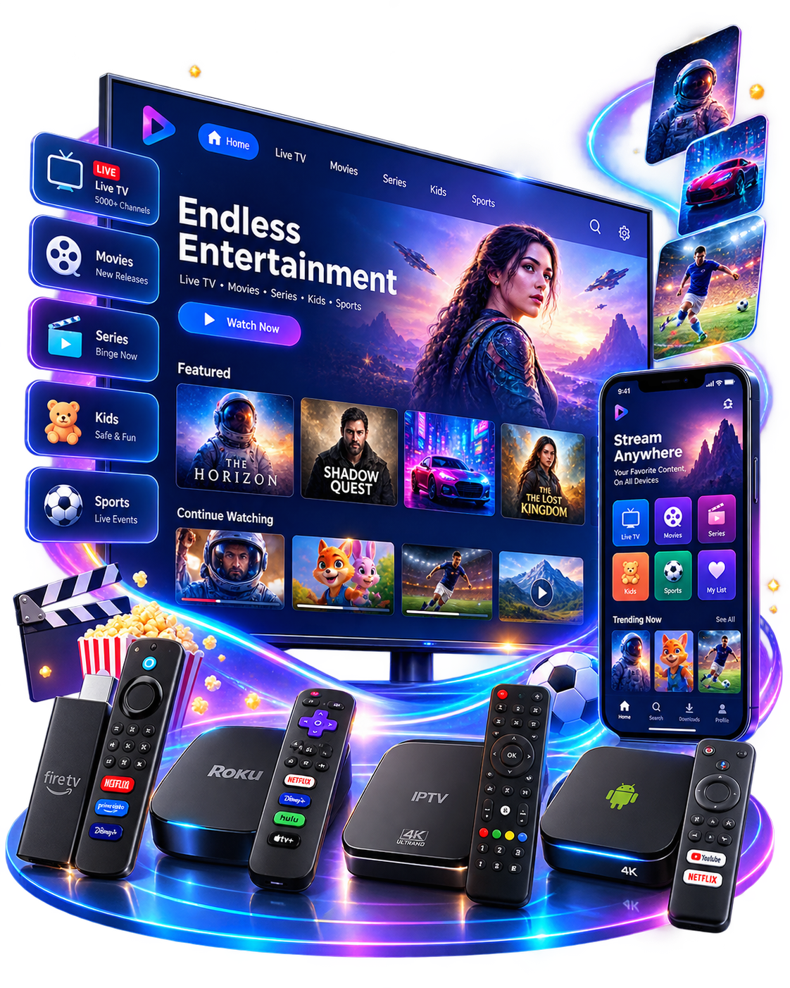 Interfaz ilustrativa de televisión por Internet multidispositivo de Liveonix
